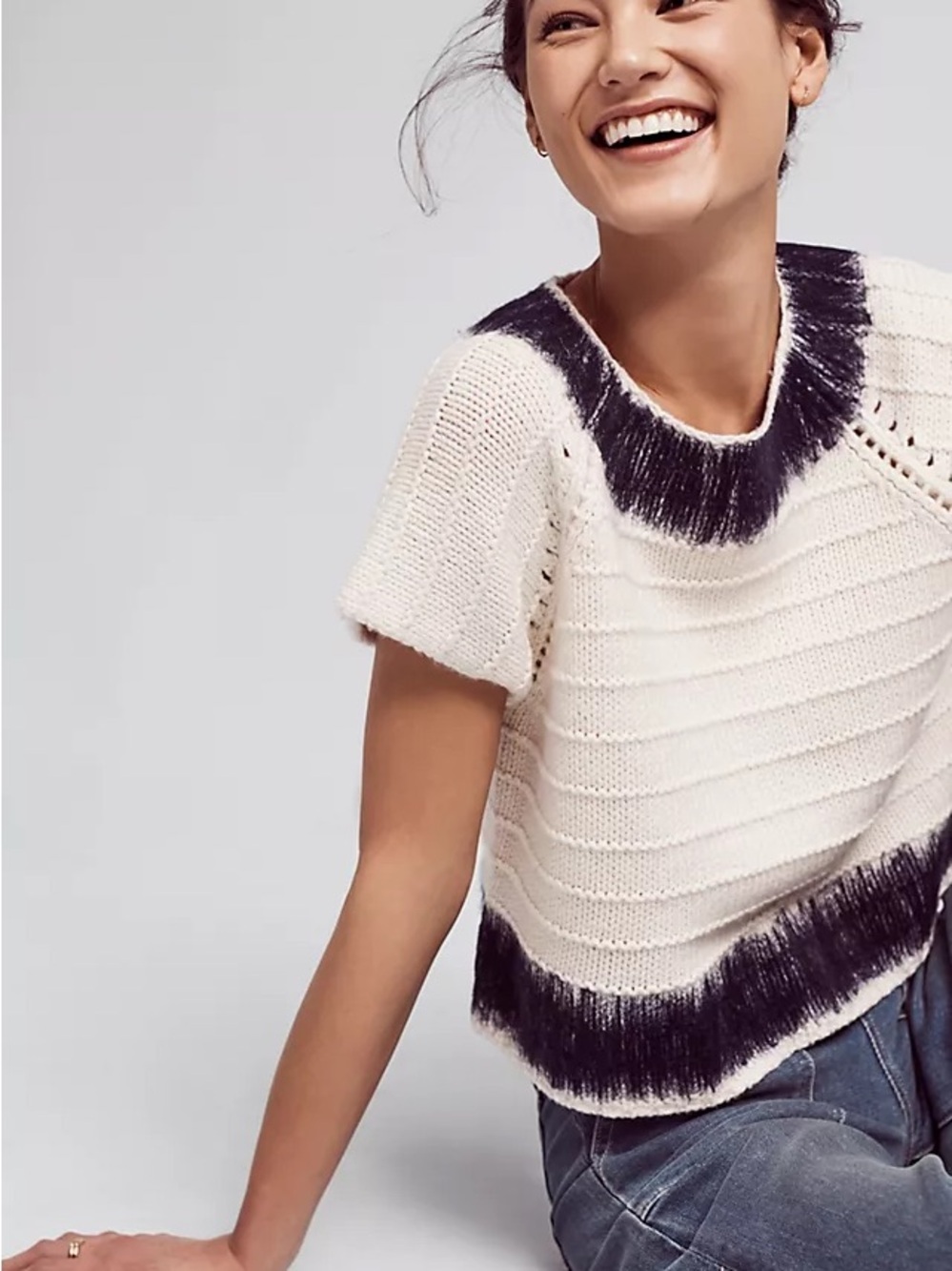Anthropologie Field Flower 🌺 Feltwork Top Cream Knit Sweater NWT Size S